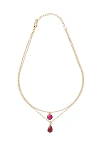 Gold Tone Cluster Stud Earrings and Multirow Pendant Necklace Set