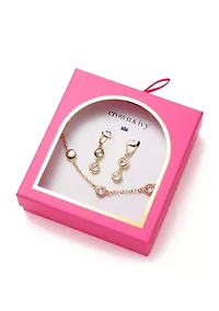 Crystal Double Drop Earrings and Frontal Necklace Set