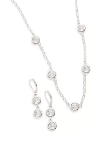 Crystal Double Drop Earrings and Frontal Necklace Set