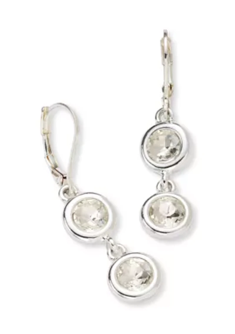 Crystal Double Drop Earrings and Frontal Necklace Set