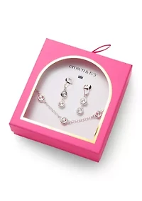 Crystal Double Drop Earrings and Frontal Necklace Set