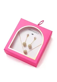 Crystal Fireball Linear Earrings and Necklace Set