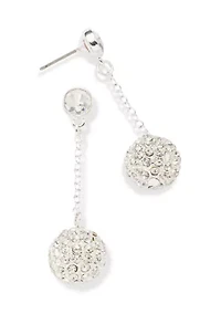 Crystal Fireball Linear Earrings and Pendant Necklace Set