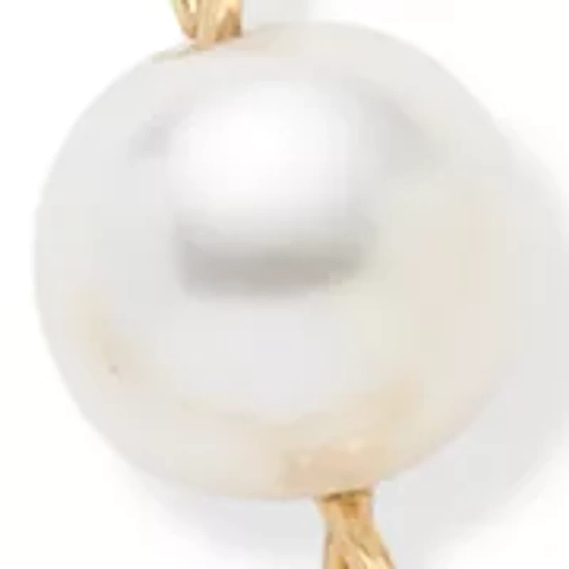 Gold Tone Oval Pearl Drop Earrings and Frontal Necklace