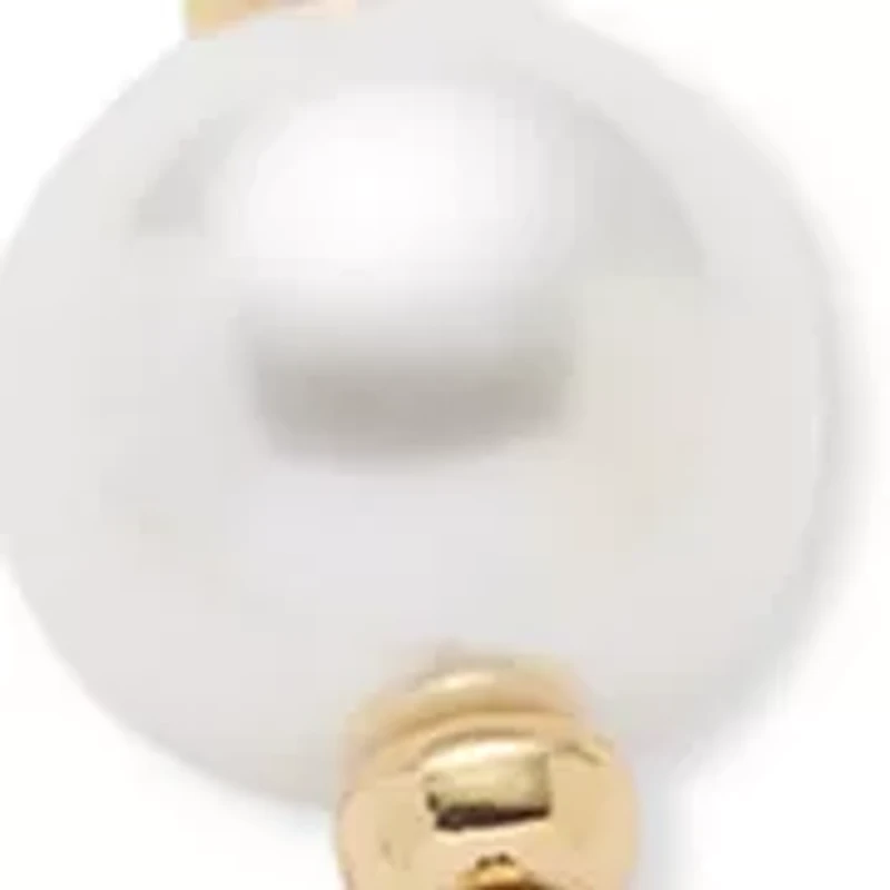 Gold Tone Pearl Double Drop Earrings and Frontal Necklace Set