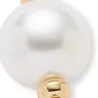 Gold Tone Pearl Double Drop Earrings and Frontal Necklace Set