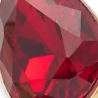 Gold Tone Red Stone Drop Earrings and Frontal Necklace Set