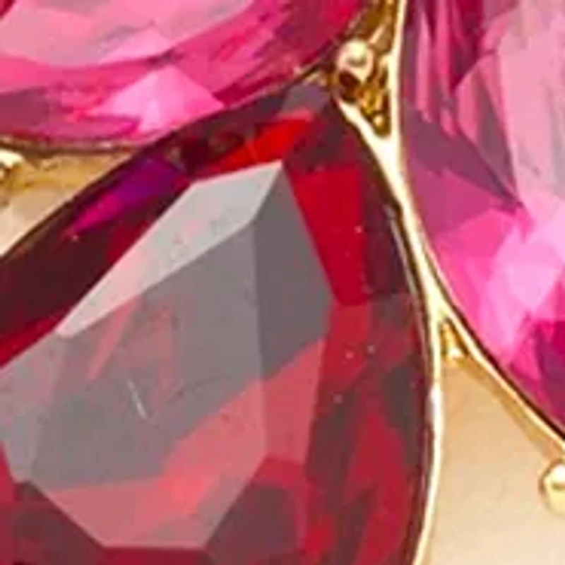 Gold Tone Tri-Stone Drop Earrings and Frontal Necklace Set