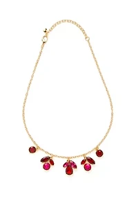 Gold Tone Tri-Stone Drop Earrings and Frontal Necklace Set