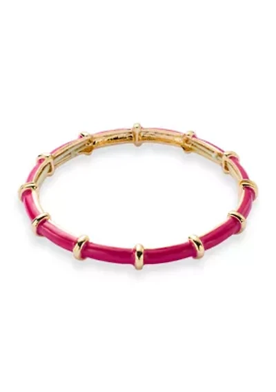 Gold Tone Enamel Stretch Bracelet