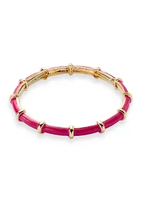 Gold Tone Enamel Stretch Bracelet