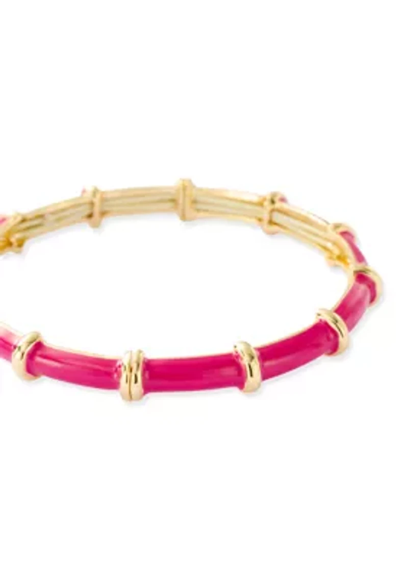 Gold Tone Enamel Stretch Bracelet