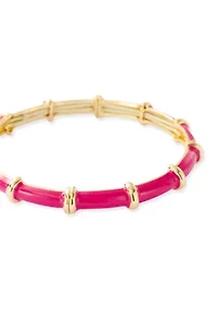 Gold Tone Enamel Stretch Bracelet