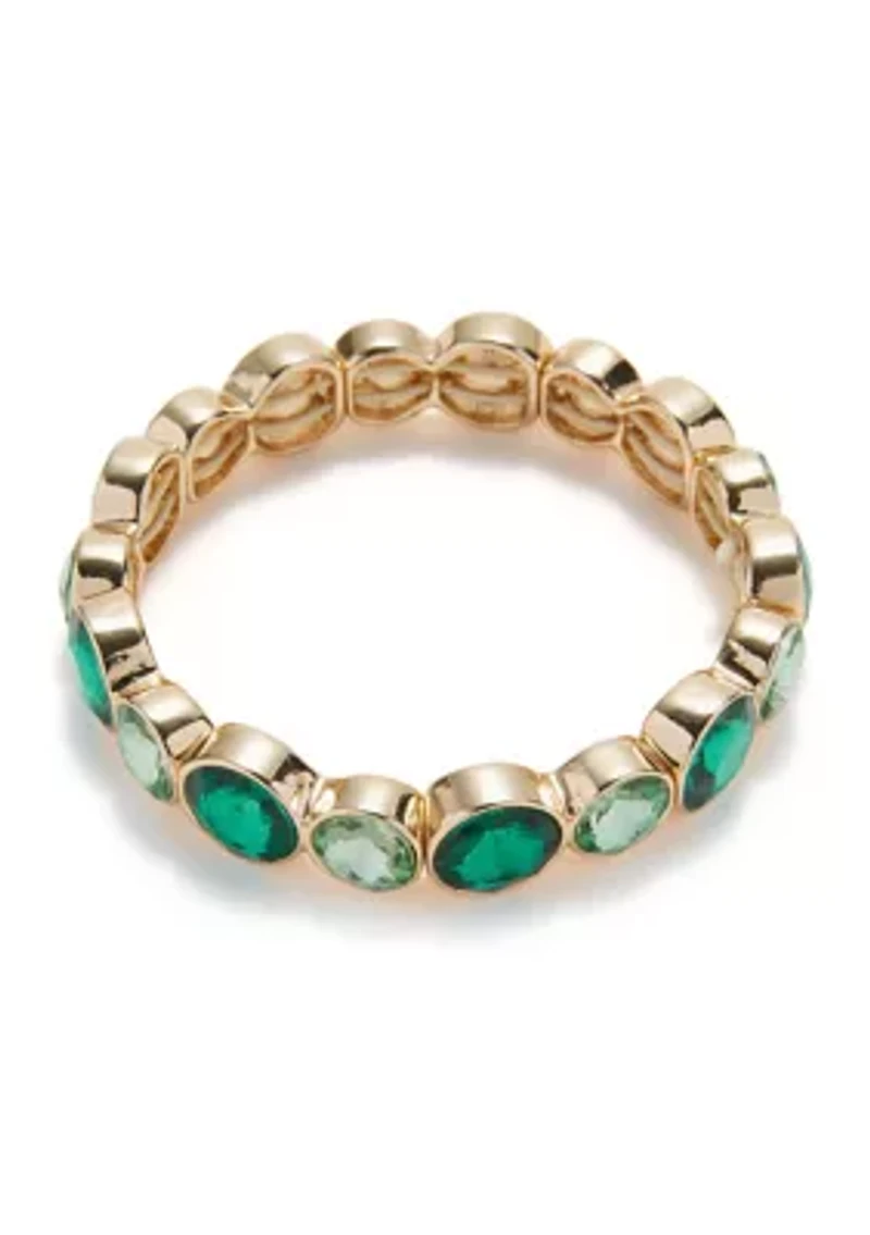 Green Round Stone Stretch Bracelet