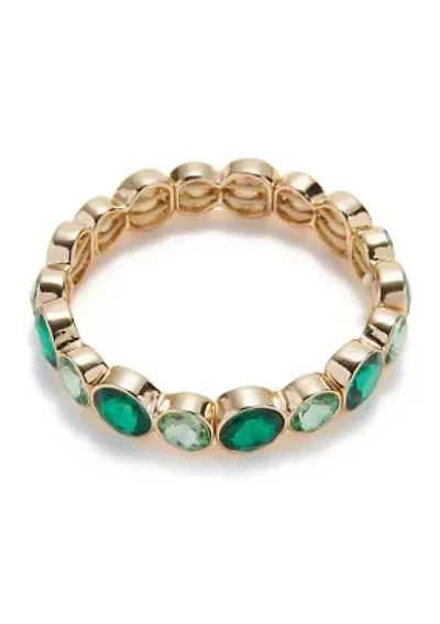 Green Round Stone Stretch Bracelet