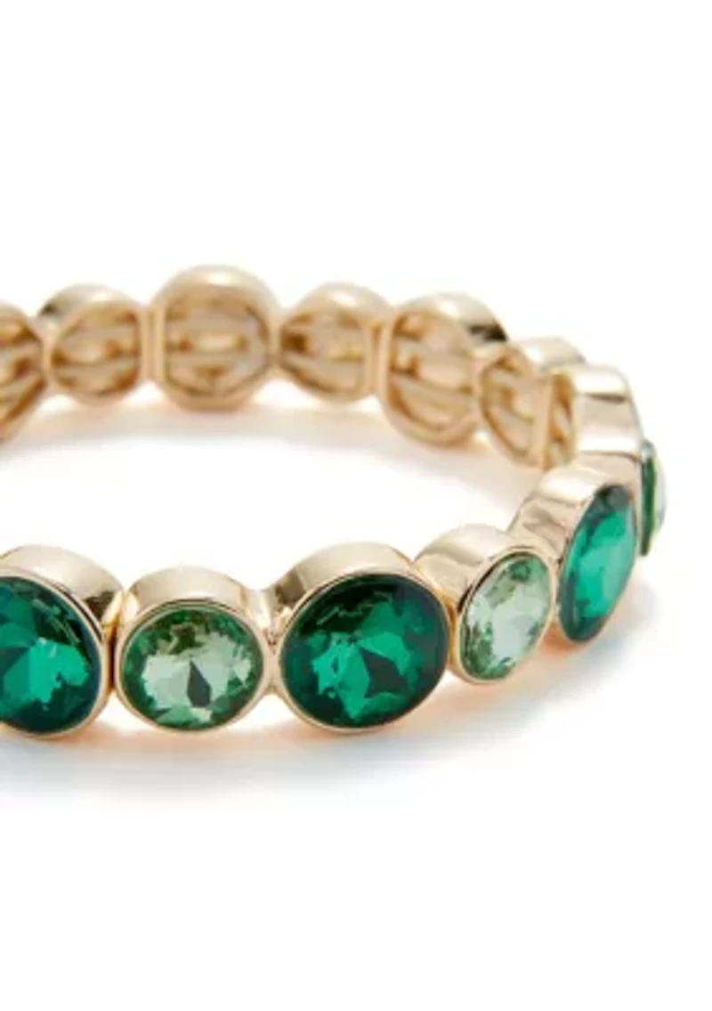 Green Round Stone Stretch Bracelet