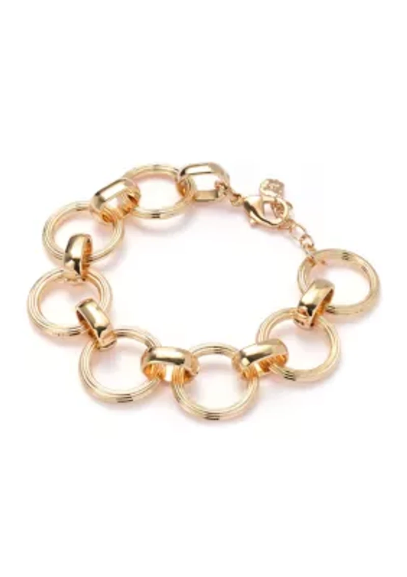 Textured Circle Link Chain Bracelet