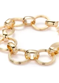 Textured Circle Link Chain Bracelet