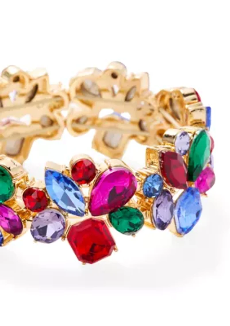 Muti Stone Cluster Stretch Bracelet