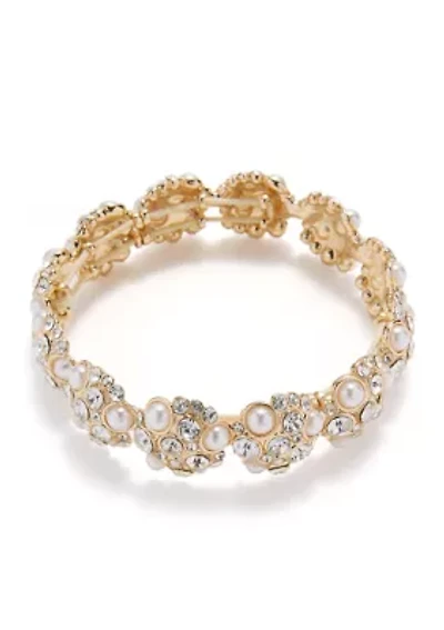 Pearl Stone Cluster Stretch Bracelet