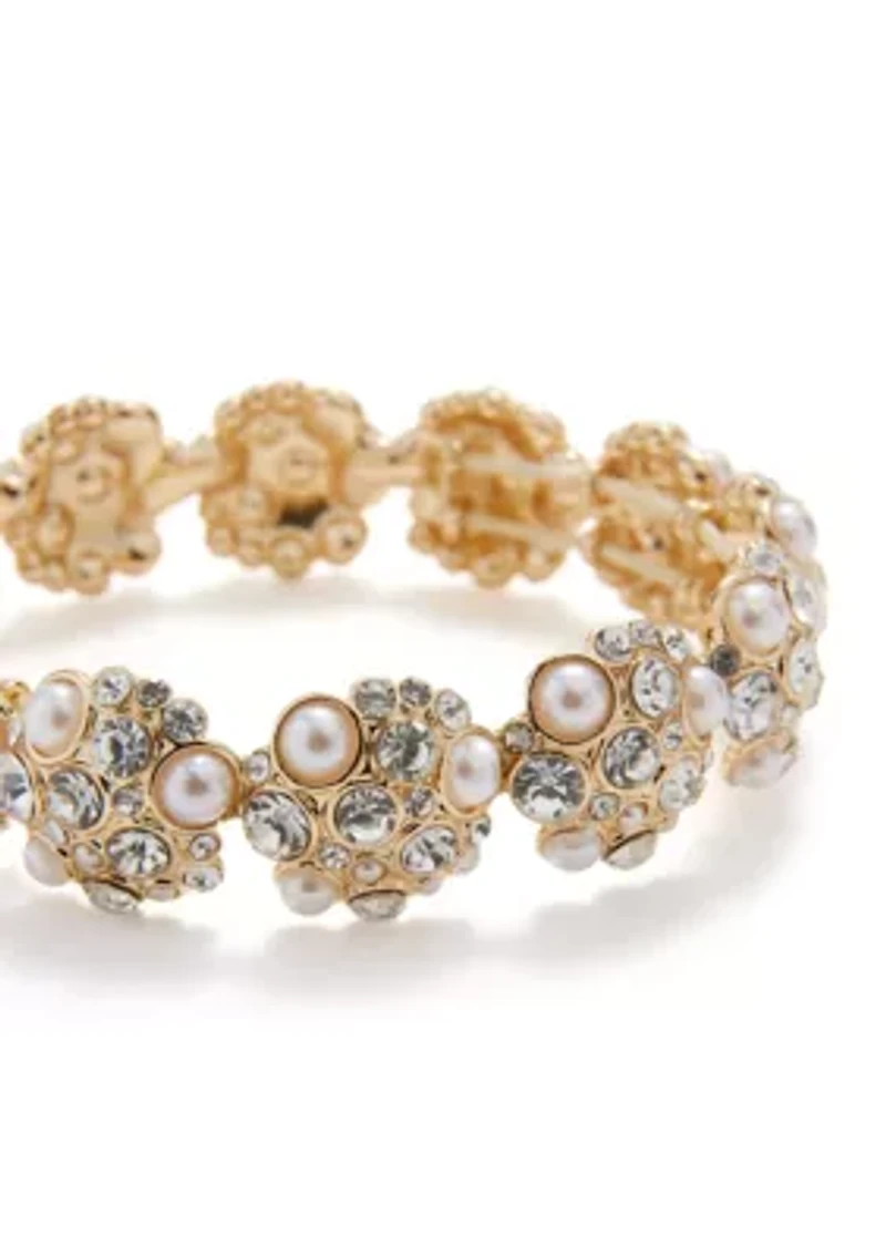  Pearl Stone Cluster Stretch Bracelet