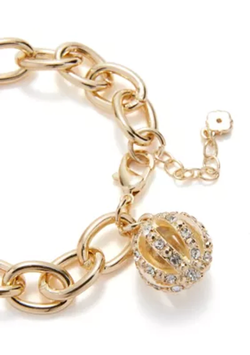 Crystal Ball Charm Chain Bracelet