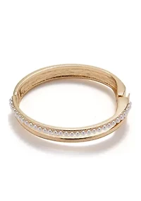 White Pearl Double Hinged Bangle Bracelet