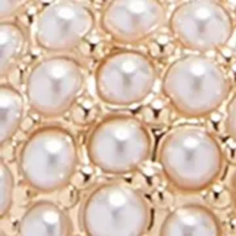 White Pearl Heart Bow Charm Stretch Bracelet