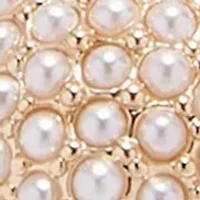 White Pearl Heart Bow Charm Stretch Bracelet