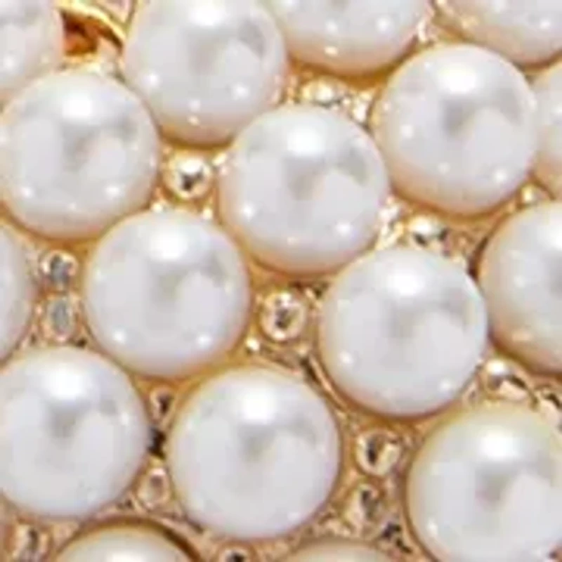 White Pearl Heart Charm Flex Bracelet