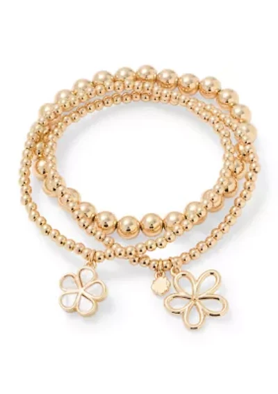 Flower Charm Beaded Bracelet Set