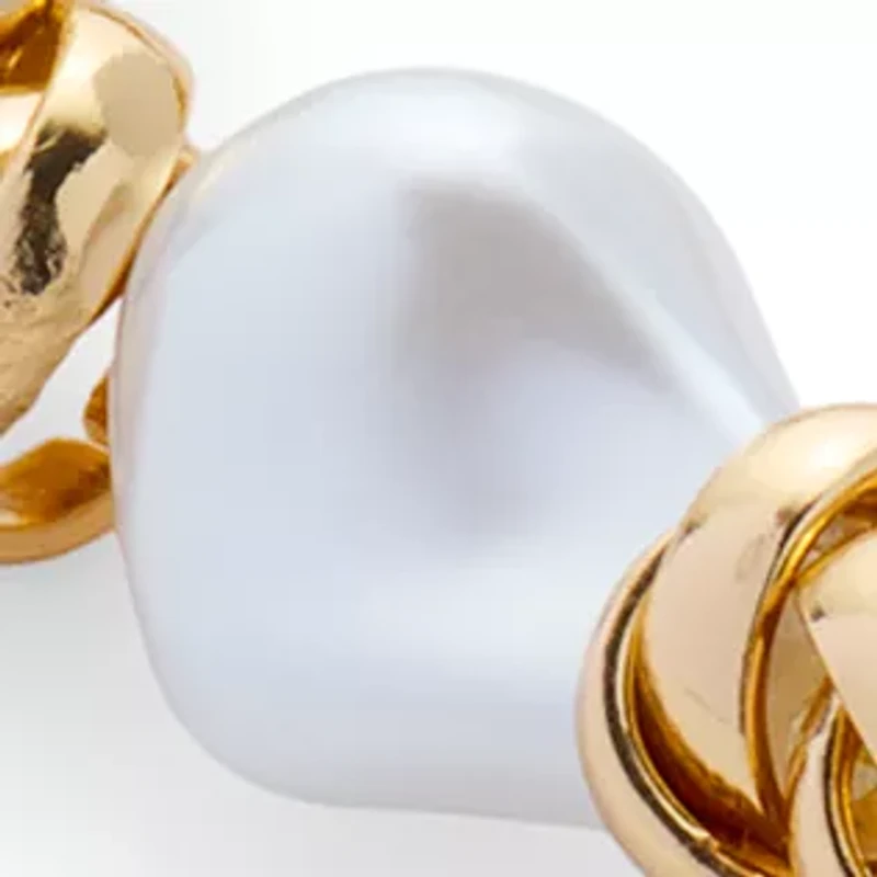 Link Pearl Gold Tone Stretch Bracelet