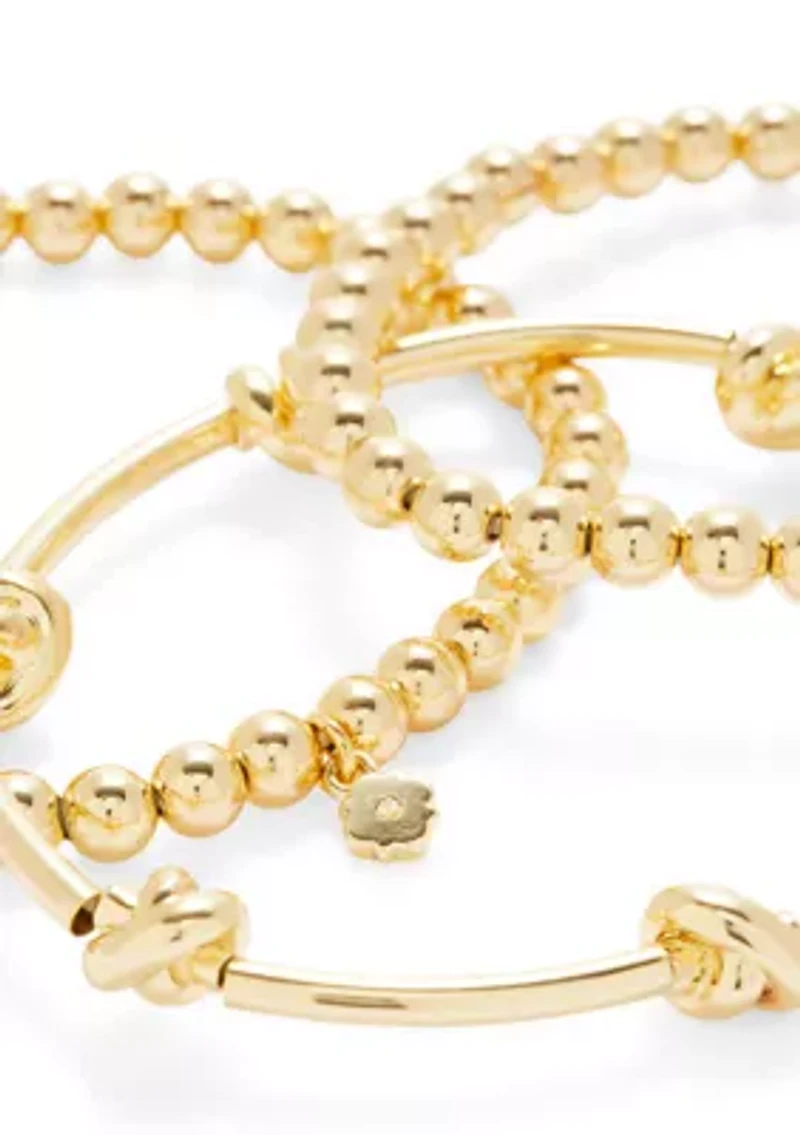 Beaded Knot Gold Tone Trio Bracelet Set