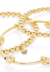 Beaded Knot Gold Tone Trio Bracelet Set