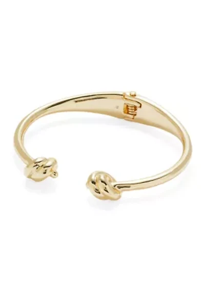 Knotted Gold Tone Cuff Bracelet
