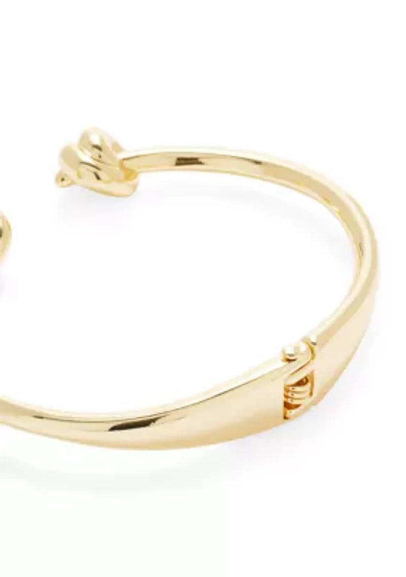 Knotted Gold Tone Cuff Bracelet
