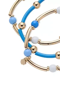 Beaded Gold Tone Stretch Bracelet Trio Set