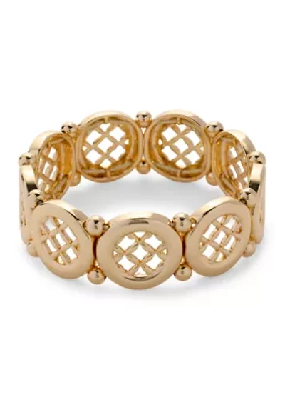 Lattice Gold Tone Stretch Bracelet
