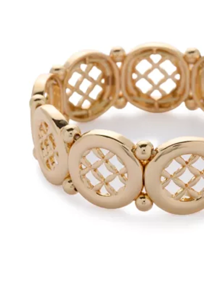 Lattice Gold Tone Stretch Bracelet