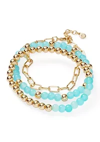 Aqua Beaded Stretch And Flex Link Trio Set