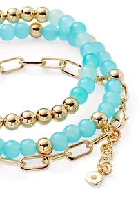 Aqua Beaded Stretch And Flex Link Trio Set