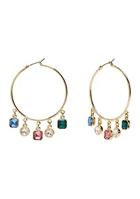 Gold Tone Multi Drop Click Top Hoop Earrings