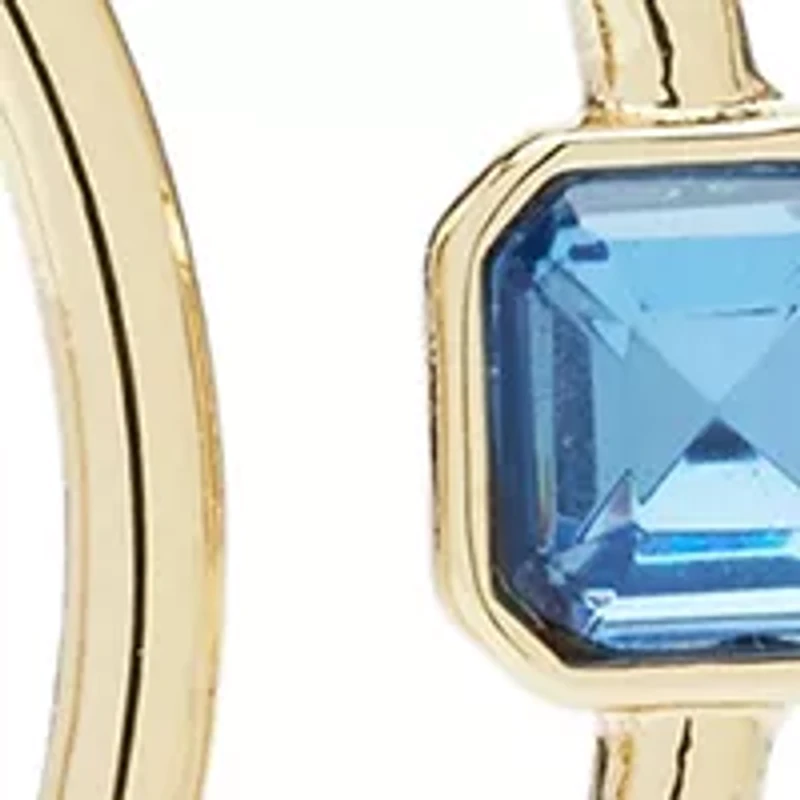 Gold Tone Multi Stone Drop Hoop Earrings