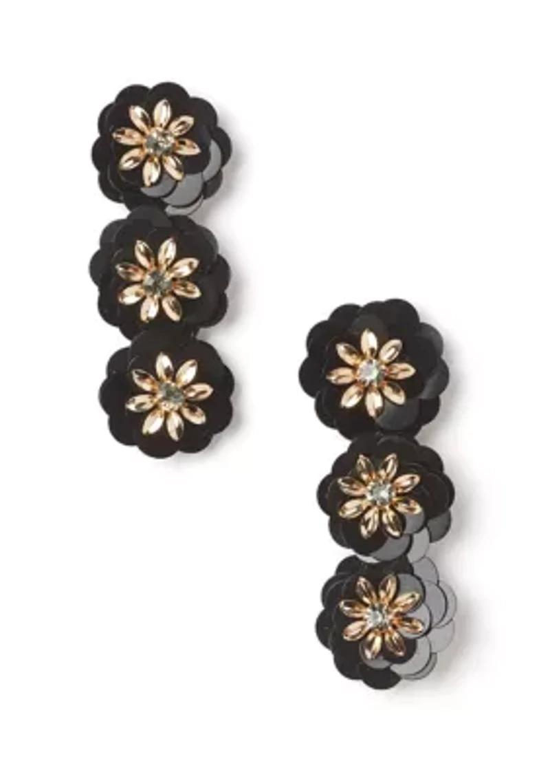 Flower Sequin Linear Earrings