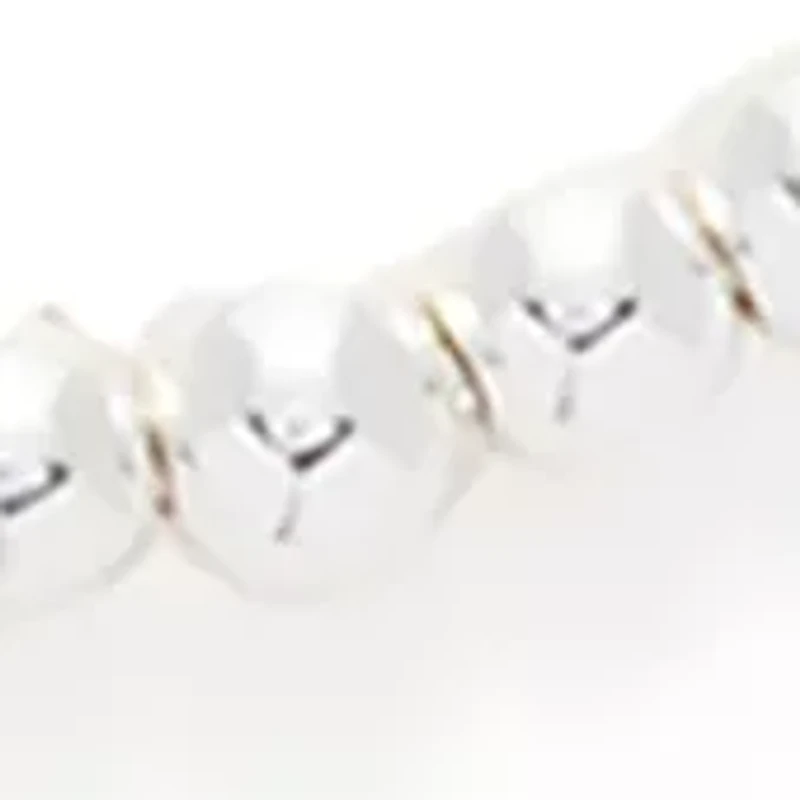 Silver Tone 50 Millimeter Bead C Hoop Earrings