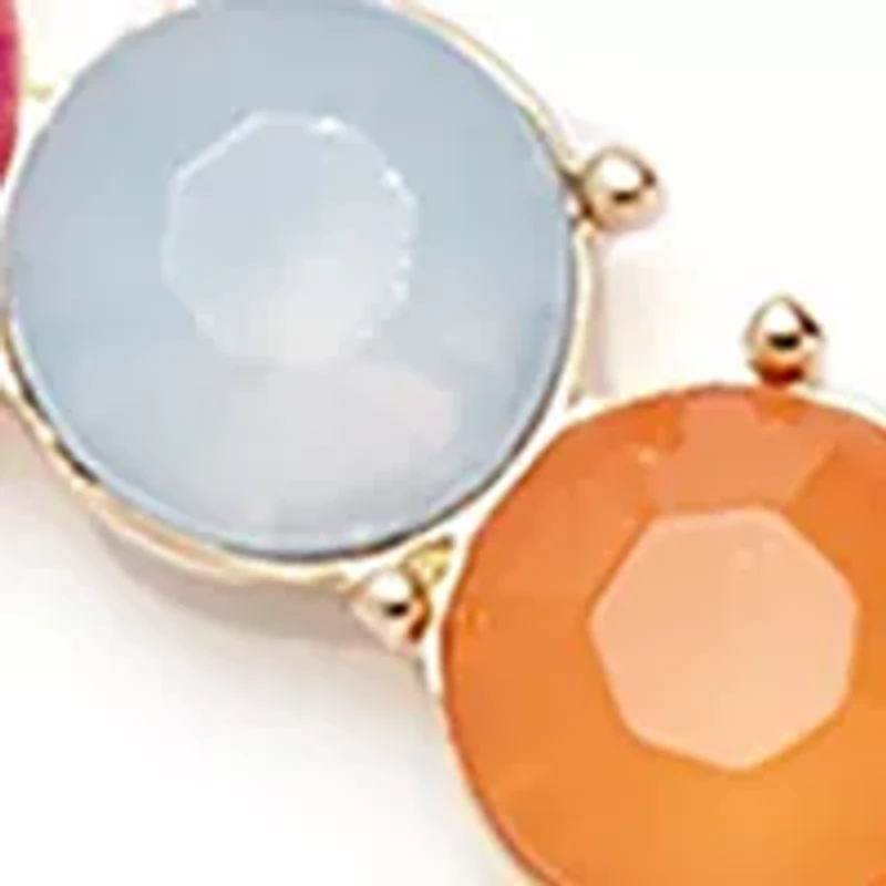 Gold Tone Multi Milky Orbital Drop Earrings