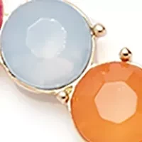 Gold Tone Multi Milky Orbital Drop Earrings