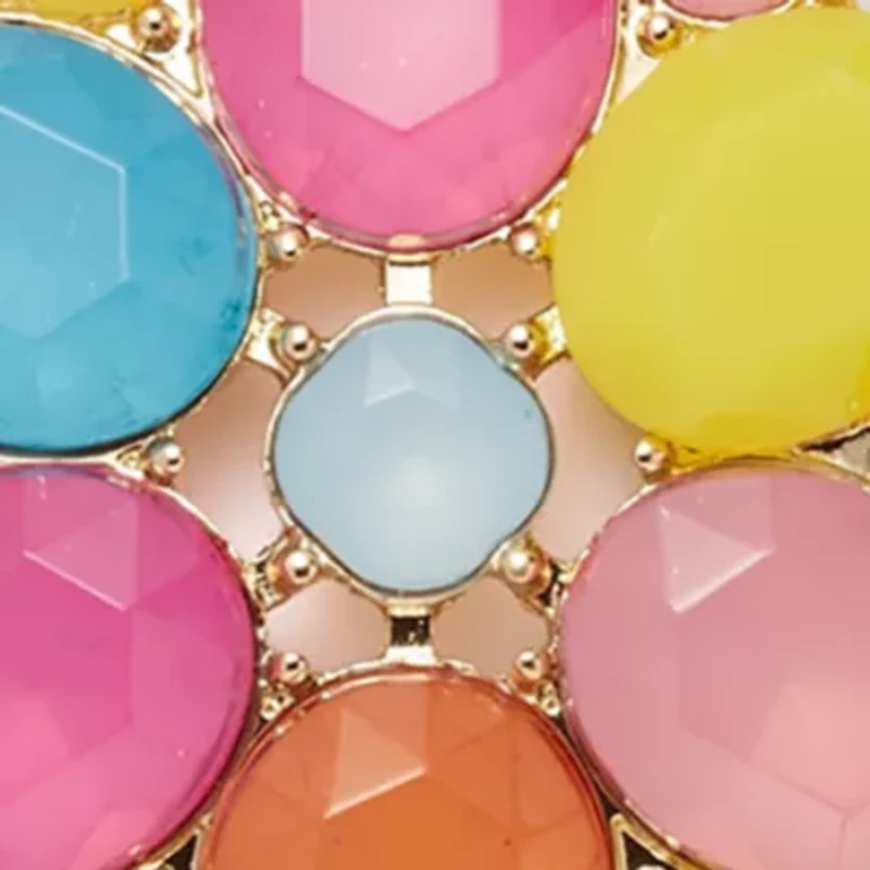 Gold Tone Multi Milky Statement Earrings