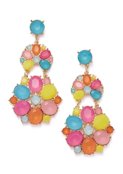 Gold Tone Multi Milky Statement Earrings