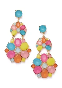 Gold Tone Multi Milky Statement Earrings